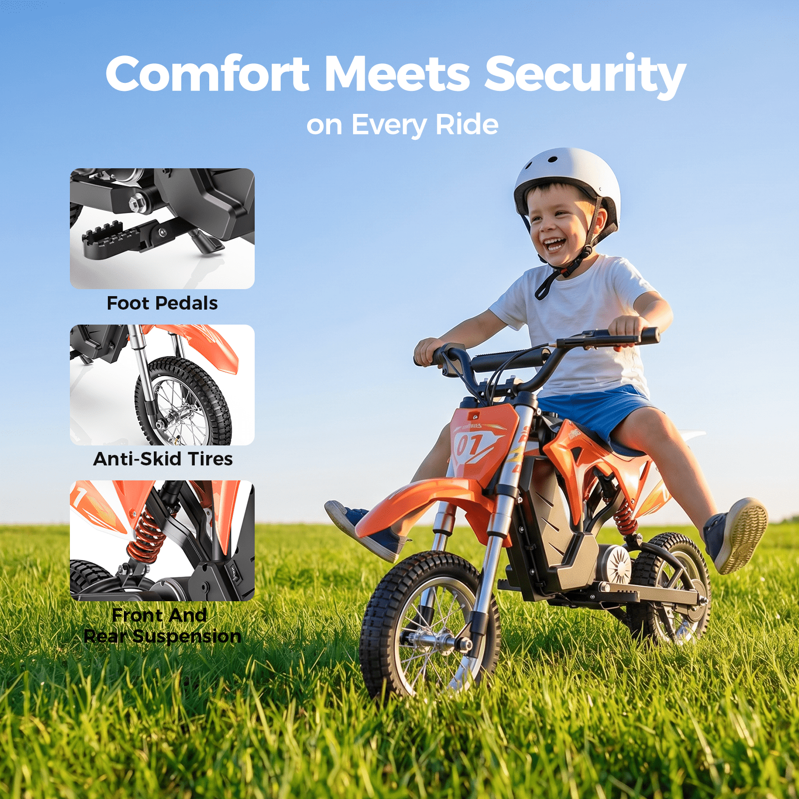 Kids Dirt Bike 36V 350W Electric Off-Road Motorcycle–15.5 mph Max & 11.2 Mile Range,3-Speed Ride-On for Ages 4-8