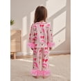 thumbnail image 3 of Mommy and Me Matching PJs Bow Santa Print Button Lapel Long Sleeve Top Pants Family Sleepwear, 3 of 10