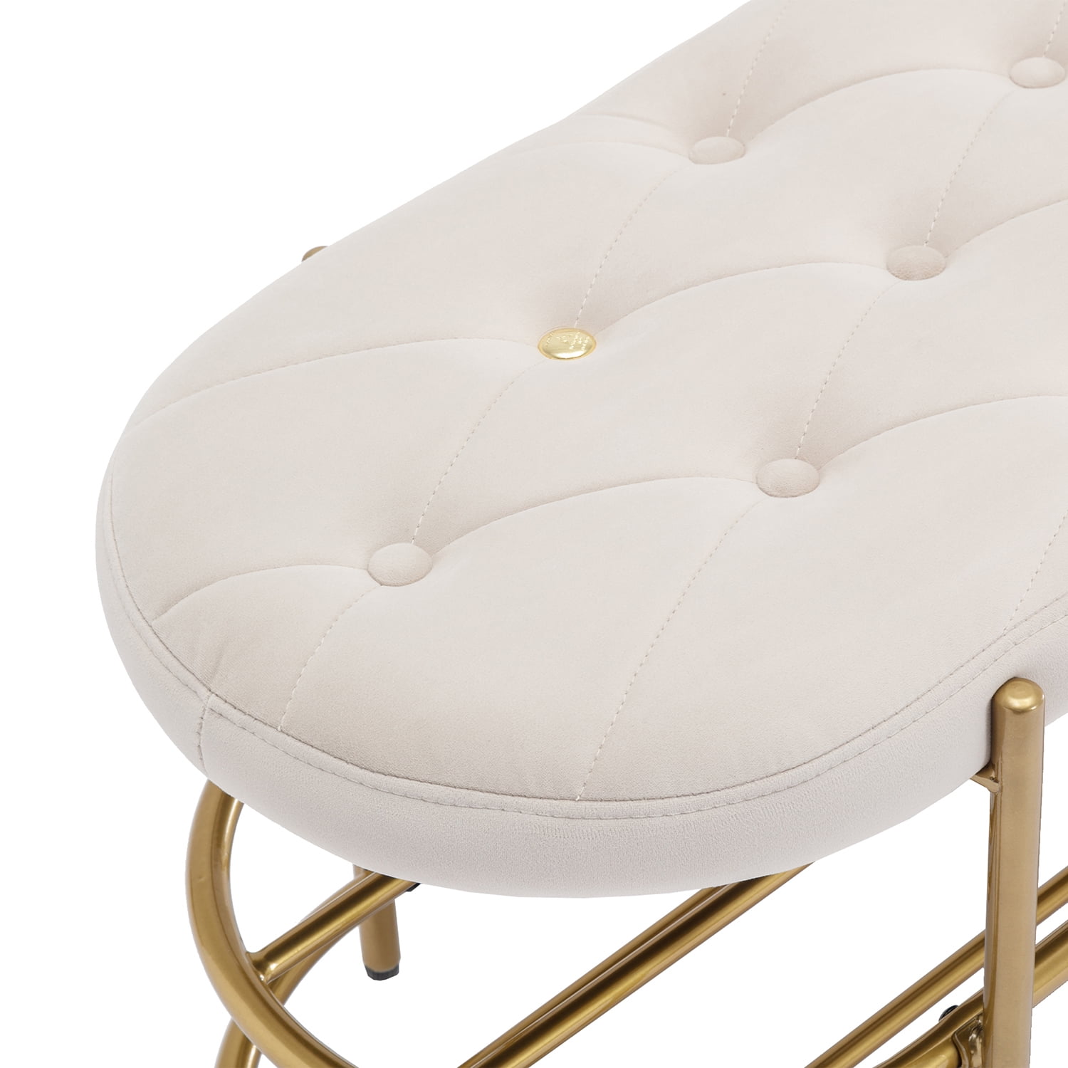 Kepooman Beige Beach, Upholstered End of Bed Bench with 2 Shelf, Velvet Storage Beach for Living Room Kepooman Beige Beach, Upholstered End of Bed Bench with 2 Shelf, Velvet Storage Beach for Living Room