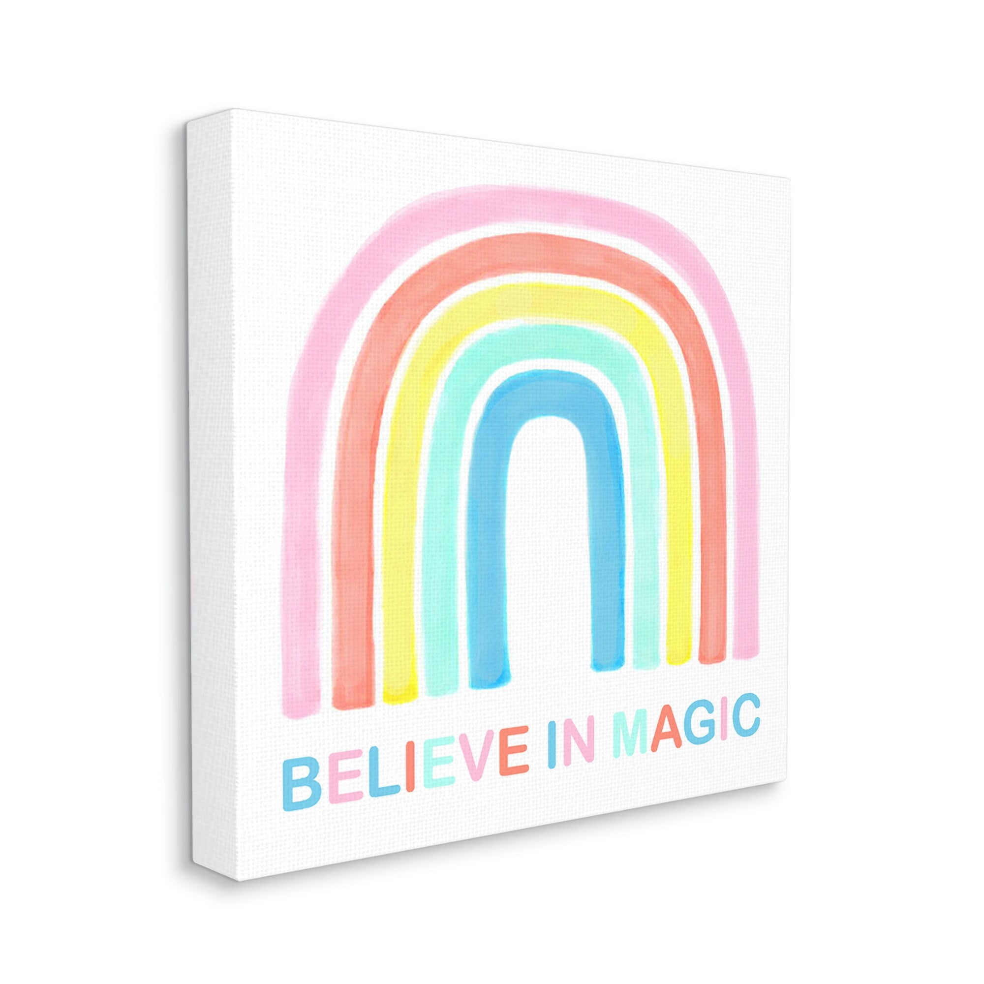 Stupell Industries Believe In Magic Phrase Children's Vibrant Pastel Rainbow, 30 x 30,Design by Reesa Qualia