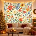 thumbnail image 3 of Poppies, Sunflowers, Iris, and Daisies in a Bright Garden, Nostalgic Vintage for Flower Lovers, Botanical Wall Art Decor Housewarming Gift Tapestry Wall Hanging for Bedroom and Living Room, 3 of 7