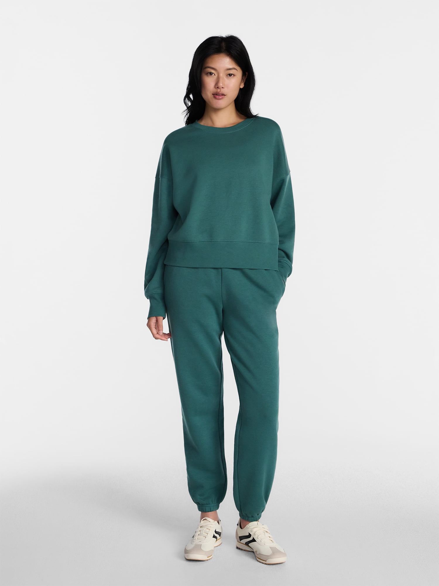 No Boundaries Boxy Fleece Sweatshirt, Midweight, Women's XXS-XXL