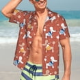 thumbnail image 3 of Wukai Cute Poodle Dog Men's Hawaiian Shirt Short Sleeve Casual Button Down Summer Beach Aloha Shirt Tropical Print Holiday Party, 3 of 8