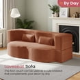 thumbnail image 3 of 78" 2 in 1 Convertible Sofa Bed, Folding Loveseat Couch with 2 Pillows, Twin Size Futon Couch, Orange - Plush Corduroy, 3 of 7