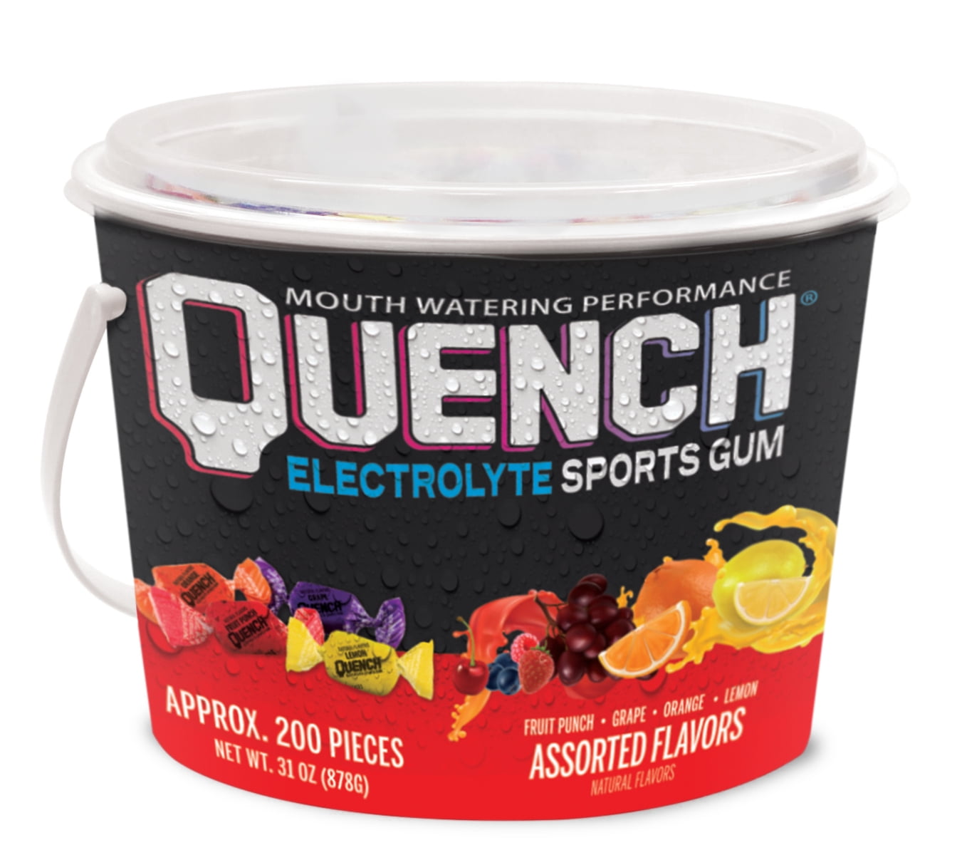Mueller Quench Chewing Gum: Team Sports Bucket, Assorted Gum Flavors, 200 Count
