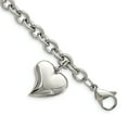 thumbnail image 6 of Primal Steel Stainless Steel Link with Cubic Zirconia Heart Dangle Charm 7.5 inch Bracelet, 6 of 8