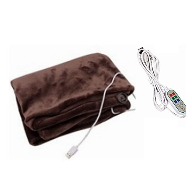 sweethay Manta de calefacción USB, chal de cama de 3 velocidades, alfombra térmica de viaje cálida para invierno, ajustes de temporizador, manta, Suministros térmicos Color café sweethay HA072012-02