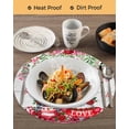 thumbnail image 3 of 13 Inch Round Placemats Set of 4, Red Gnomes Non Slip Heat Insulation PP Table Mats, Valentine Roses Love Leaves Wood Rustic Washable Place Mats for Kitchen Dining Party Table Decor, 3 of 7