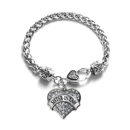 Sister in Law Pave Heart Charm Bracelet