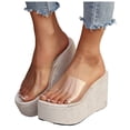 thumbnail image 1 of Women's Colorful Platform Sandals Transparent Strappy Slip On Wedge Sandal Clear Open Toe Slide Summer Beach Mules Beige Size 8, 1 of 8