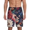 thumbnail image 2 of Picia Colorful Flower Peacock Pajama Shorts for Men, Men's Pajama Bottoms, Sleepwear,Short Pajama Pants-XX-Large, 2 of 9