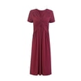thumbnail image 6 of Women's V Neck Short Sleeve Midi Dress with Crisscross Stretch Silhouette 95% polyester 5% spandex versatile style, 6 of 10