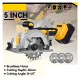 thumbnail image 2 of 125MM 5 Inch Electric Brushless Circular Saw Handheld Multifunctional Saw Woodworking Power Tool, 2 of 6