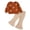 Brown, variant on KIMI BEAR 2T Toddler Girl Outfit Set 3T Child Girls Winter Clothes Long Sleeves Bowknot Pullover Top Solid Color Flared Pants 2pcs Clothing Brown