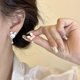 thumbnail image 5 of Pendientes de botón Forma de Conejo con lazo rosa y perlas de imitación shaofei, 5 of 5