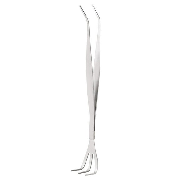 Rdeghly 2-in-1 Stainless Steel Root Rake Bonsai Tweezers Soil Farming Tool with Ergonomical Handle, Stainless Steel Root Rake, Root Rake