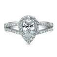 thumbnail image 2 of BERRICLE Sterling Silver Halo Wedding Engagement Rings Pear Cut Cubic Zirconia CZ Promise Split Shank Ring for Women, Rhodium Plated Size 4.5, 2 of 11