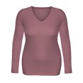 thumbnail image 3 of Emmalise Women's Junior and Plus Size Vneck Tshirt Long Sleeves Shirt Tee, 2xl, D.Pink, 3 of 6
