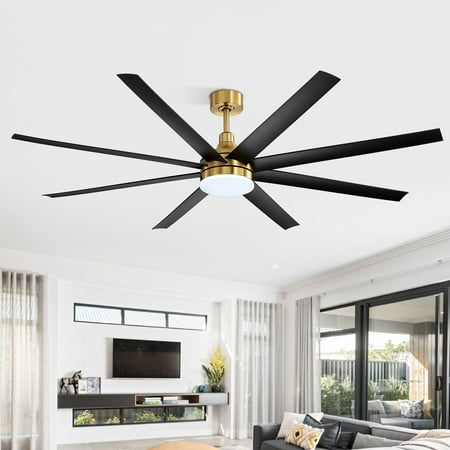 

72-in Gold Large Indoor Ceiling Fan with Light Remote (8-Blade) GoldBlack
