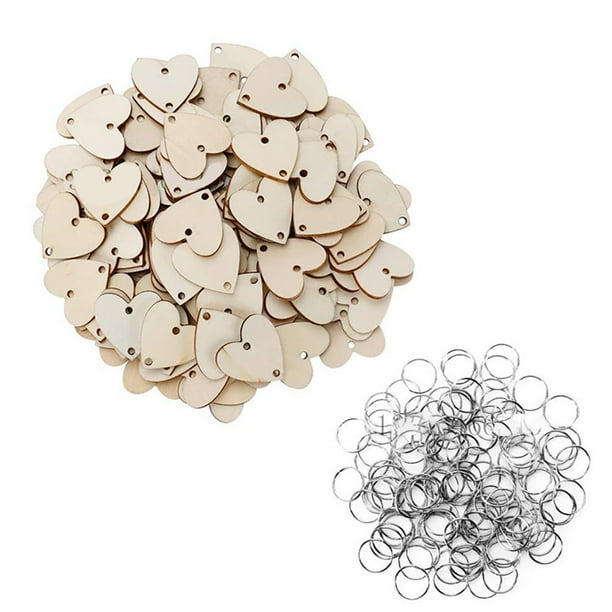 50pcs Rodajas de Madera con Agujeros - Tablilla de Álamo/Borde Liso, para Bricolaje/Artesanía/Bodas