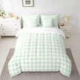 thumbnail image 2 of Homewish Green Plaid Bedding Comforter Set 7 Pieces, Geometric Buffalo Grid Full Bedding Set, Cute Checkered Fitted Sheet Flat Sheet, Ultra Soft Home Decor, 2 of 8