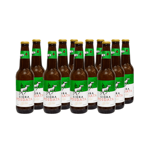 Caja de 12 botellas de Sidra Manzanas Verdes Posdata 355ml natural dulce cosecha 2022-23