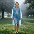 thumbnail image 2 of TGPMGRZ Rain Ponchos for Women Rain Coat Waterproof Disposable Lightweight Poncho with Hood Light Blue One Size, 2 of 9