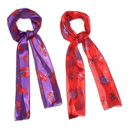 Silky Hat Print Scarf Set