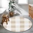 thumbnail image 6 of Beige Plaid Round Rug 3ft Area Rug Washable Soft Non-Slip 3' Circle Low Pile Rugs Spring Summer Farmhouse Buffalo Checkered Carpet for Bedroom Living Room Entryway Home Office Dining Room, 6 of 8