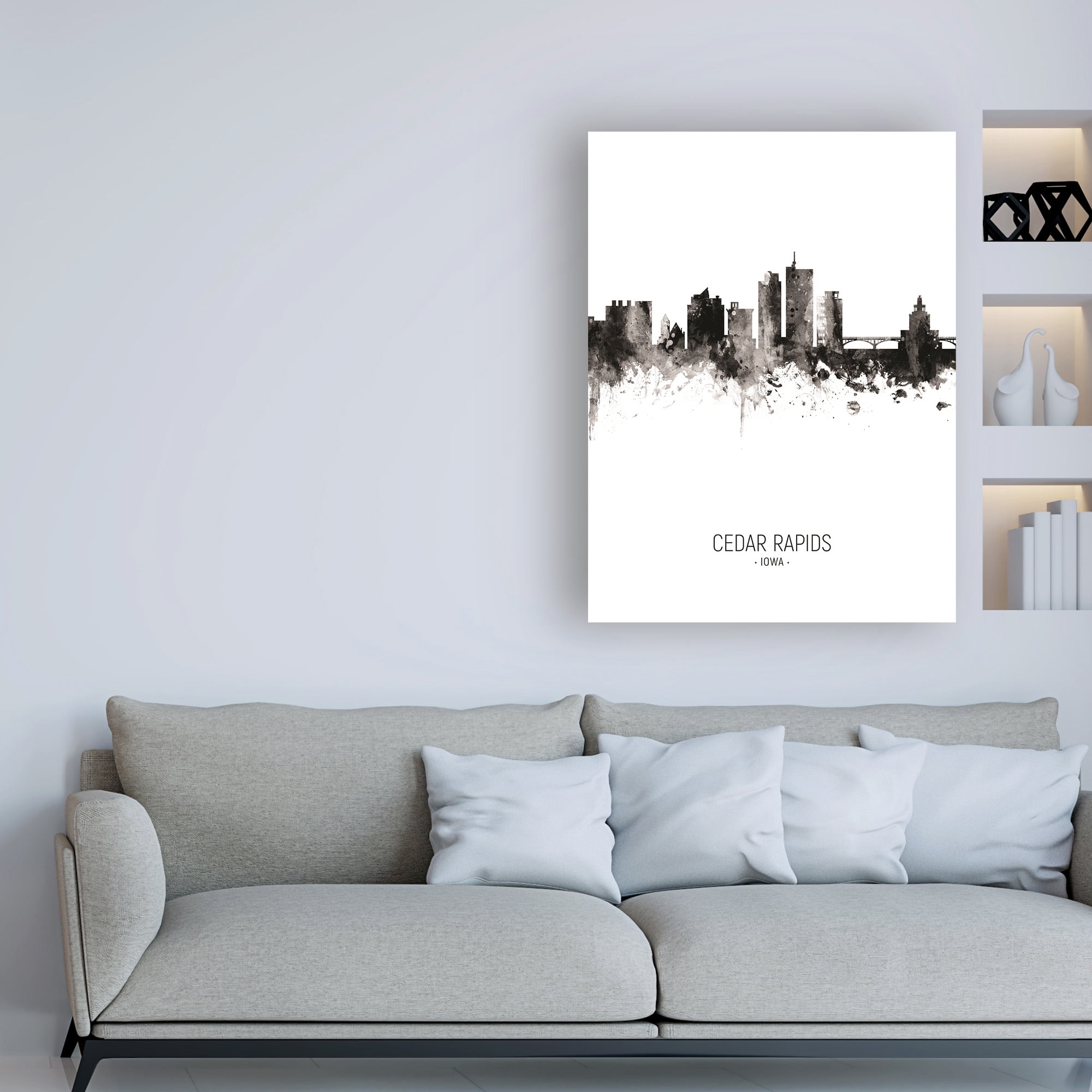 Trademark Fine Art 'Cedar Rapids Iowa Skyline Portrait II' Canvas Art by Michael Tompsett