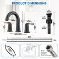 thumbnail image 2 of Wowkk Sanitary Ware Brass Bathroom Sink Faucet 2 Handles Widespread Bathroom Faucet 3 Hole, Pop-Up Drain and cUPC Supply Lines Included, Basin Faucets for Vanity Rv Restroom, Rose Gold Matte Black, 2 of 11