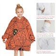 thumbnail image 6 of Halloween Spider Web Silhouette Pattern Blanket Hoodies for Kids 6-13YR Oversize Wearable Blanket Hoodies for Boys Girls Teens, 6 of 7