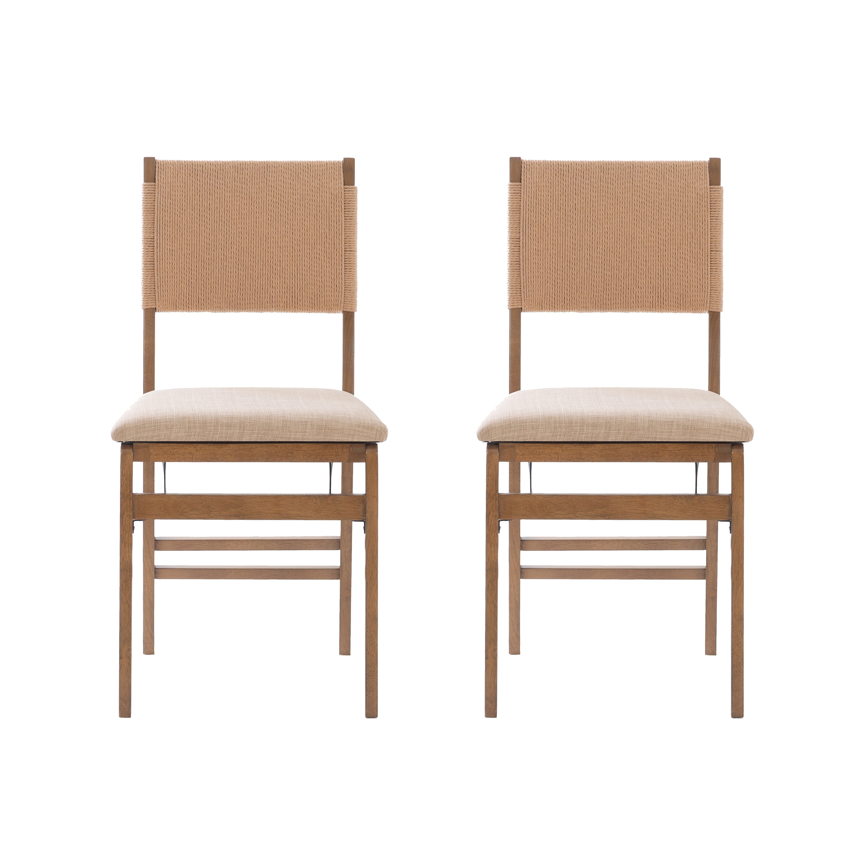 Linon Grenshaw Indoor Rope Folding Dining Chair, Set of 2, Natural