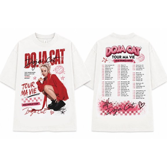 Vintage Style Doja Cat Tour Ma Vie 2026 World Tour Graphic T-Shirt Y2K Concert Merch