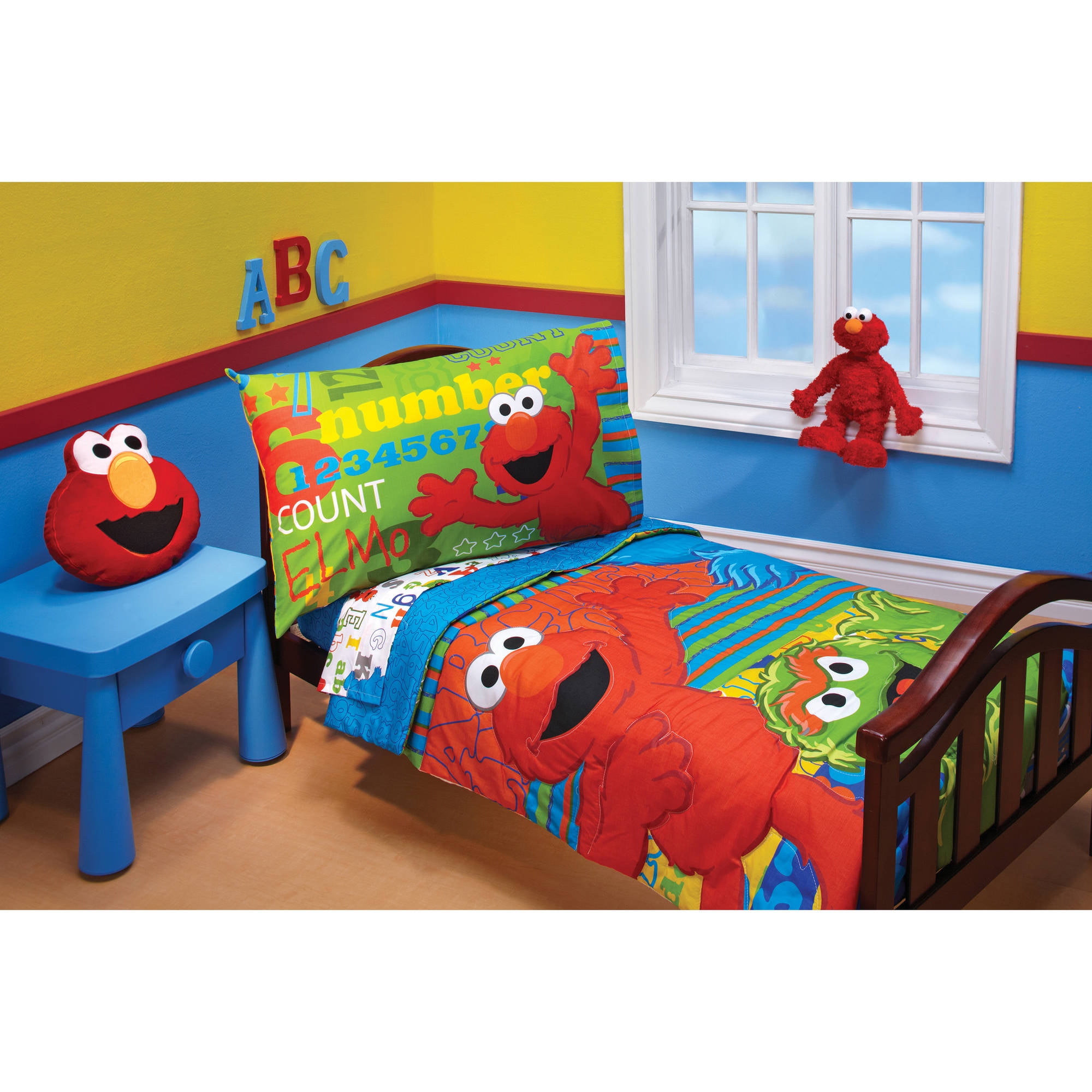 Sesame Street Abc123 4 Piece Toddler Bedding Set Walmart Com