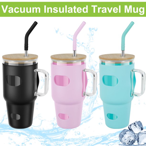 JTWEEN Car Travel Mug with silicone sleeve Bottle Food Grade Large