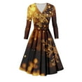 thumbnail image 5 of Christmas Dresses for Women Women's Casual And Fashionable Christmas Printed Long Sleeved V-neck Sexy Dress with Pockets for Holiday Party,Gold,5XL, 5 of 7
