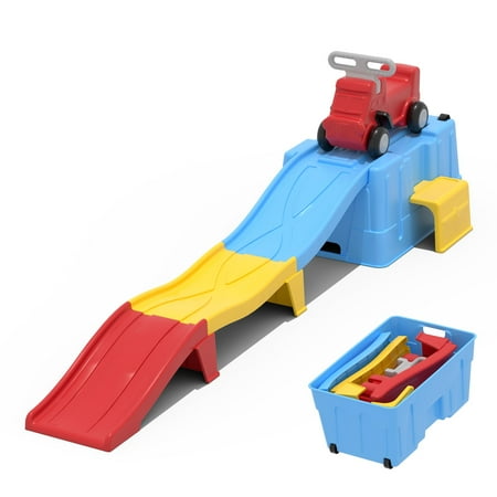 Up & Down Roller Coaster,Kids Ride On Toy,Toddler Push Car with Assembled Race Track & Storage Base Box, Indoor Outdoor Playset