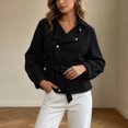 thumbnail image 5 of Enjoytime Cropped Jackets for Women Long Sleeve Notch Lapel Belted Short Trench Coat Fall Fashion Trendy Work Casual Outerwear, 5 of 7