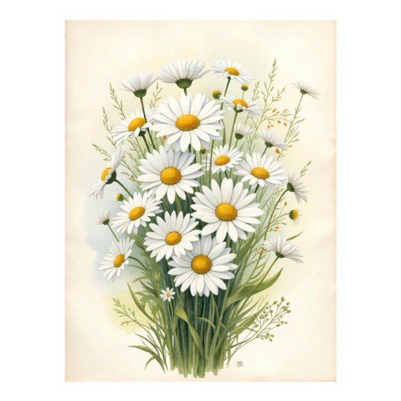 Diamond Art Kits for Adults - 5d White Daisy Bouquet Illustration Diamond Painting for Adults, Diamond Art for Adults Beginners, Diamond Painting Kits for Adults for Home Wall Decor