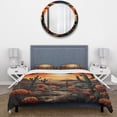 thumbnail image 3 of Designart "Tangerine Amber Cactus Desert Dusk Saguaro" Floral & Botanical Bedding Covert Set - Cactus Orange Floral Bed Set With 2 Shams, 3 of 6
