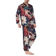 thumbnail image 2 of Naloa Colorful Flower Peacock Men’s Pajamas Set - Long Sleeve Button Down Sleep Shirt and Pajama Bottoms Sleepwear Set-Medium, 2 of 7