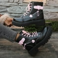 thumbnail image 3 of Womens Punk Ankle Boots Trendy Buckle Strappy Gothic Lug Sole Platform Lace up Mid Calf Booties Waterproof Leather Combat Boots, 3 of 7