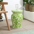 thumbnail image 6 of JONATHAN Y Cherry Blossom 17.75" Ceramic Garden Stool, Green/White, 6 of 8
