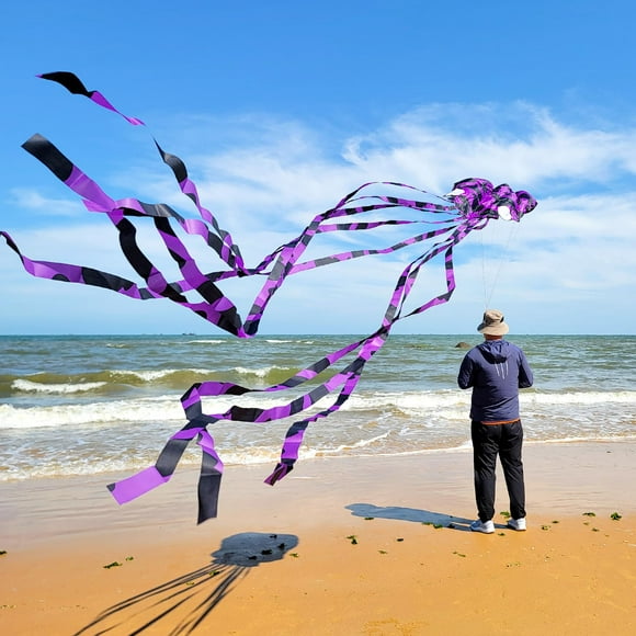 Mint's Colorful Life Octopus Kite, Large 3D Software Octopus Kites for Kids and Adults with Long Tail, Huge Easy Flyer Kites for Beach Trip Family Games and Activities (Purple Spotty)