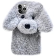 thumbnail image 1 of Funda De Piel Esponjosa De Perro De Peluche Súper Linda Compatible con Iphone 12 Pro, Funda Protectora De Invierno De Tpu Suave Y Cálida De Felpa Peluda Y Peluda (Teddy Grey, Iphone, 1 of 5