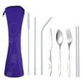 thumbnail image 1 of Outdoor Portable Stainless Steel Cutlery Set - Half Flower - Seven-piece Straw Set, 1 of 5