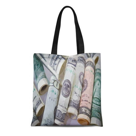 ASHLEIGH Canvas Tote Bag Commercial Rolls of Cash Simple Digital Best Price Dollar Reusable Handbag Shoulder Grocery Shopping (Best Place To Store Cash)