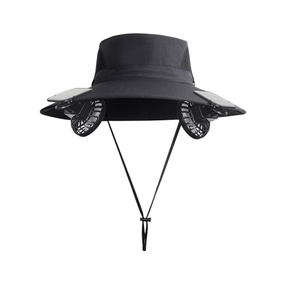 Anckoeil Wide Brim Sun Hat with Solar Fan, 3-Speed Cooling Breathable Mesh Outdoor Hat for Men Women