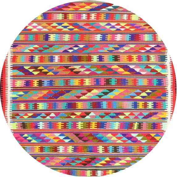 Ahgly Company Indoor Round Contemporary Sage Green Abstract Area Rugs, 6' Round